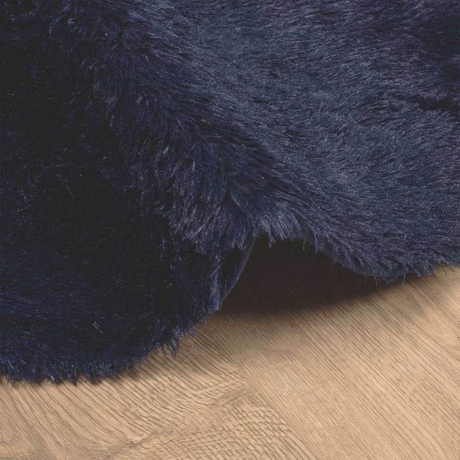 Hoogpolig vloerkleed NAVARRA 160x160 cm polyester marineblauw