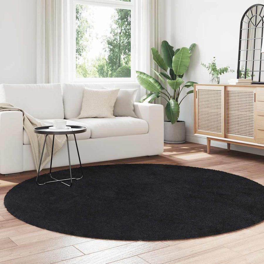 Hoogpolig vloerkleed NAVARRA 200x200 cm polyester zwart