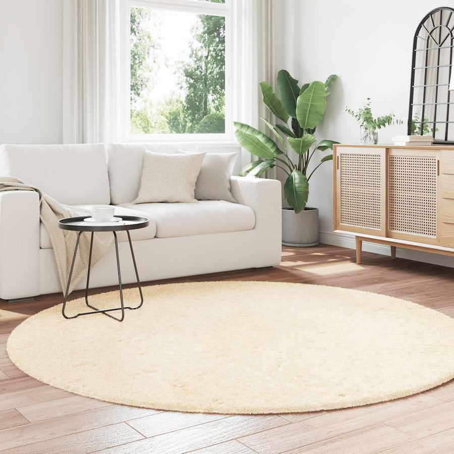 Hoogpolig vloerkleed NAVARRA 200x200 cm polyester crèmekleurig