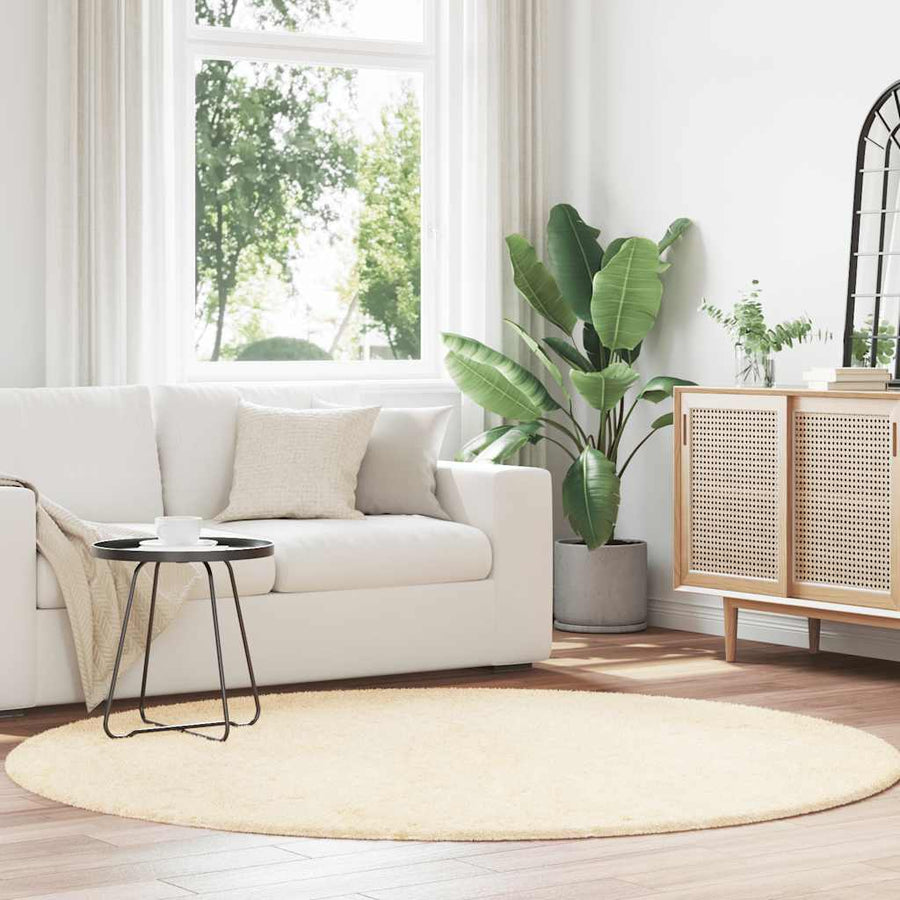 Hoogpolig vloerkleed NAVARRA 200x200 cm polyester crèmekleurig