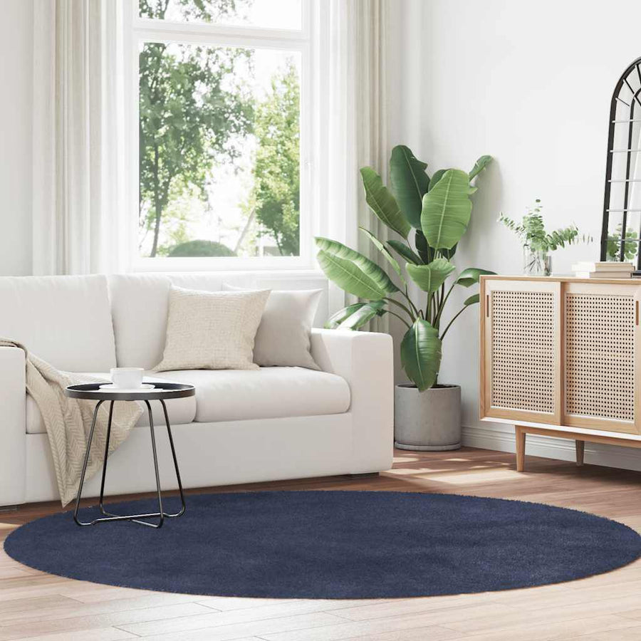 Hoogpolig Vloerkleed Navarra Polyester Marineblauw 200 x 200 cm