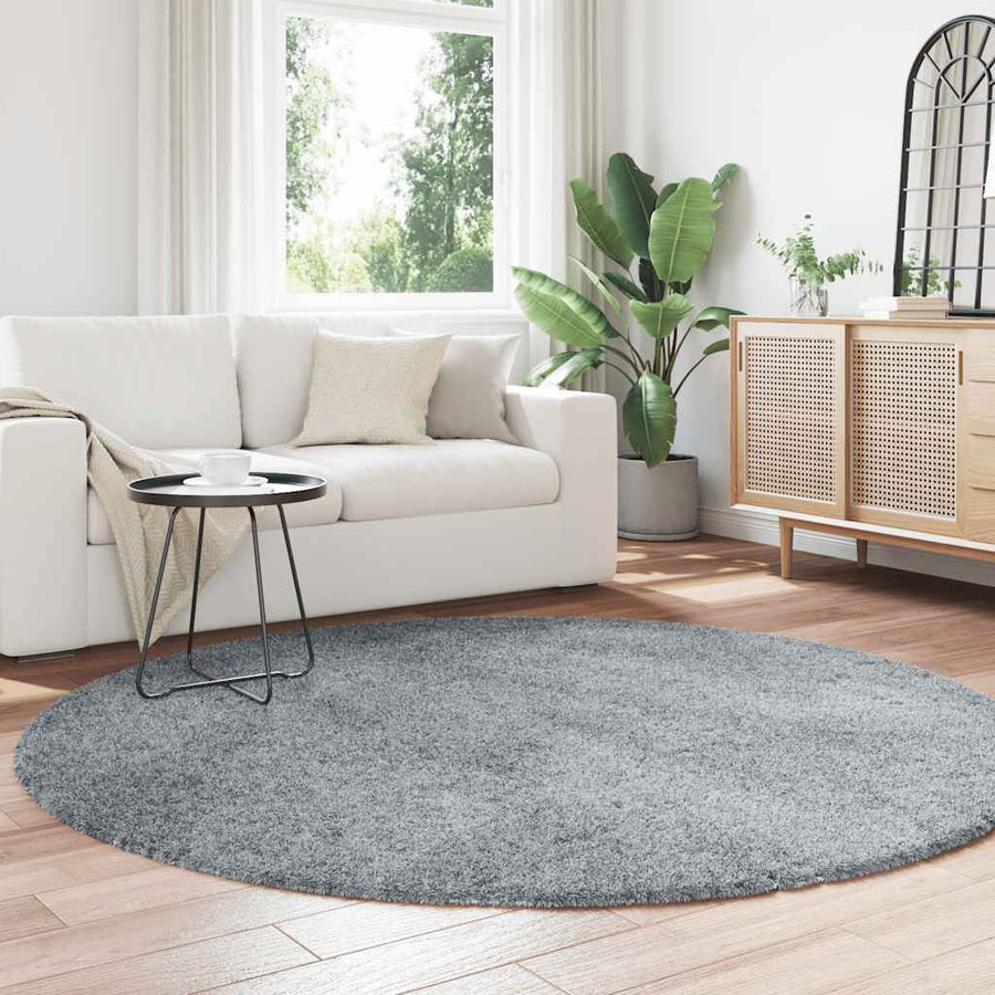 Hoogpolig vloerkleed NAVARRA 200x200 cm polyester zilvergrijs