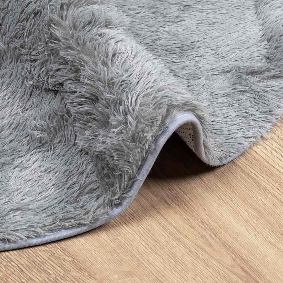 Hoogpolig vloerkleed NAVARRA 200x200 cm polyester zilvergrijs