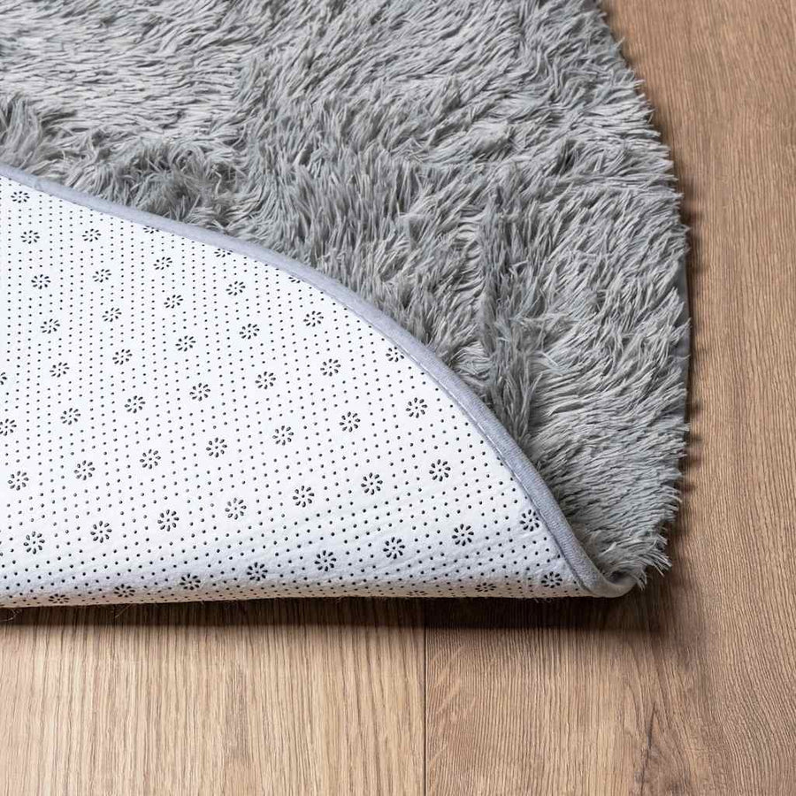 Hoogpolig vloerkleed NAVARRA 200x200 cm polyester zilvergrijs