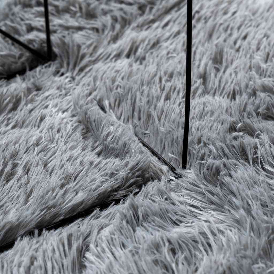 Hoogpolig vloerkleed NAVARRA 200x200 cm polyester zilvergrijs