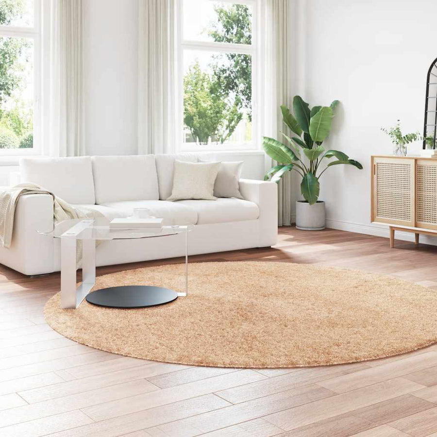 Hoogpolig vloerkleed NAVARRA 240x240 cm polyester beige