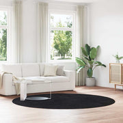 Vloerkleed rond 240 cm polyester zwart