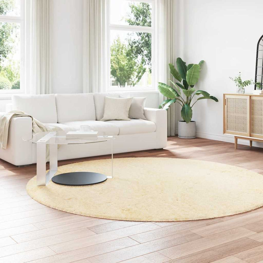 Hoogpolig vloerkleed NAVARRA 240x240 cm polyester crèmekleurig