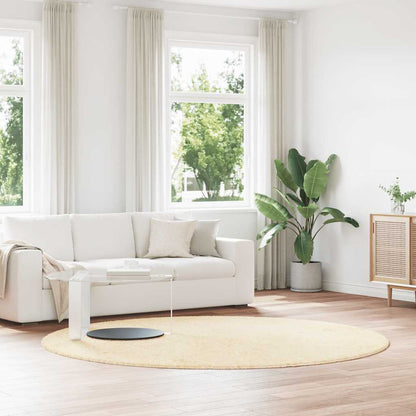 Hoogpolig vloerkleed NAVARRA 240x240 cm polyester crèmekleurig
