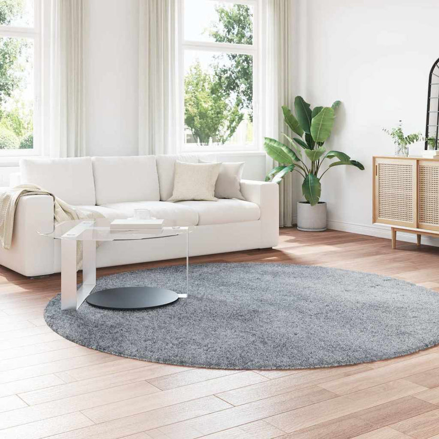 Hoogpolig vloerkleed NAVARRA 240x240 cm polyester zilvergrijs