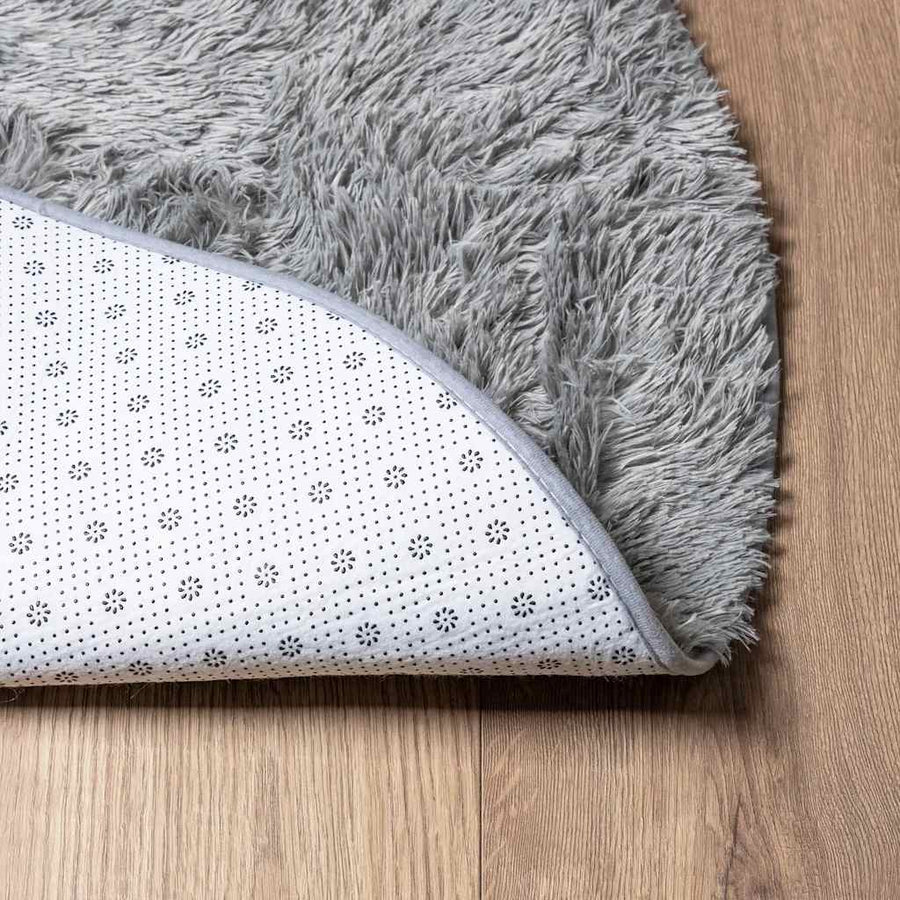 Hoogpolig vloerkleed NAVARRA 240x240 cm polyester zilvergrijs