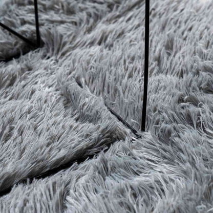 Hoogpolig vloerkleed NAVARRA 240x240 cm polyester zilvergrijs