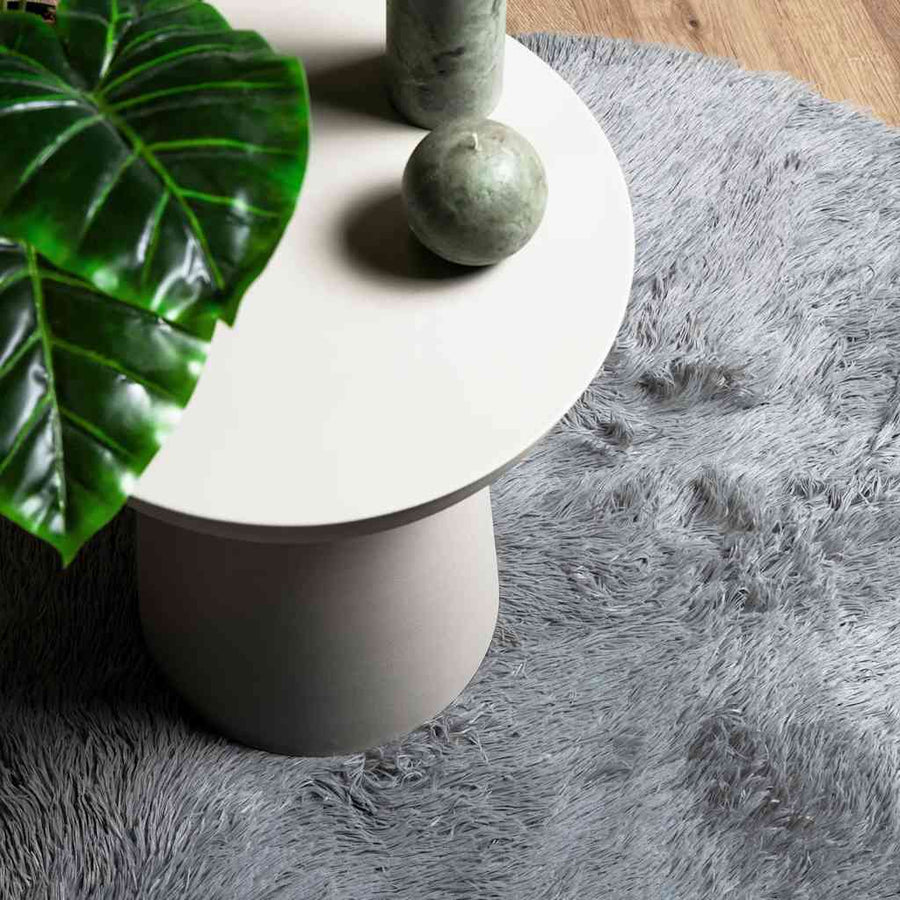 Hoogpolig vloerkleed NAVARRA 240x240 cm polyester zilvergrijs