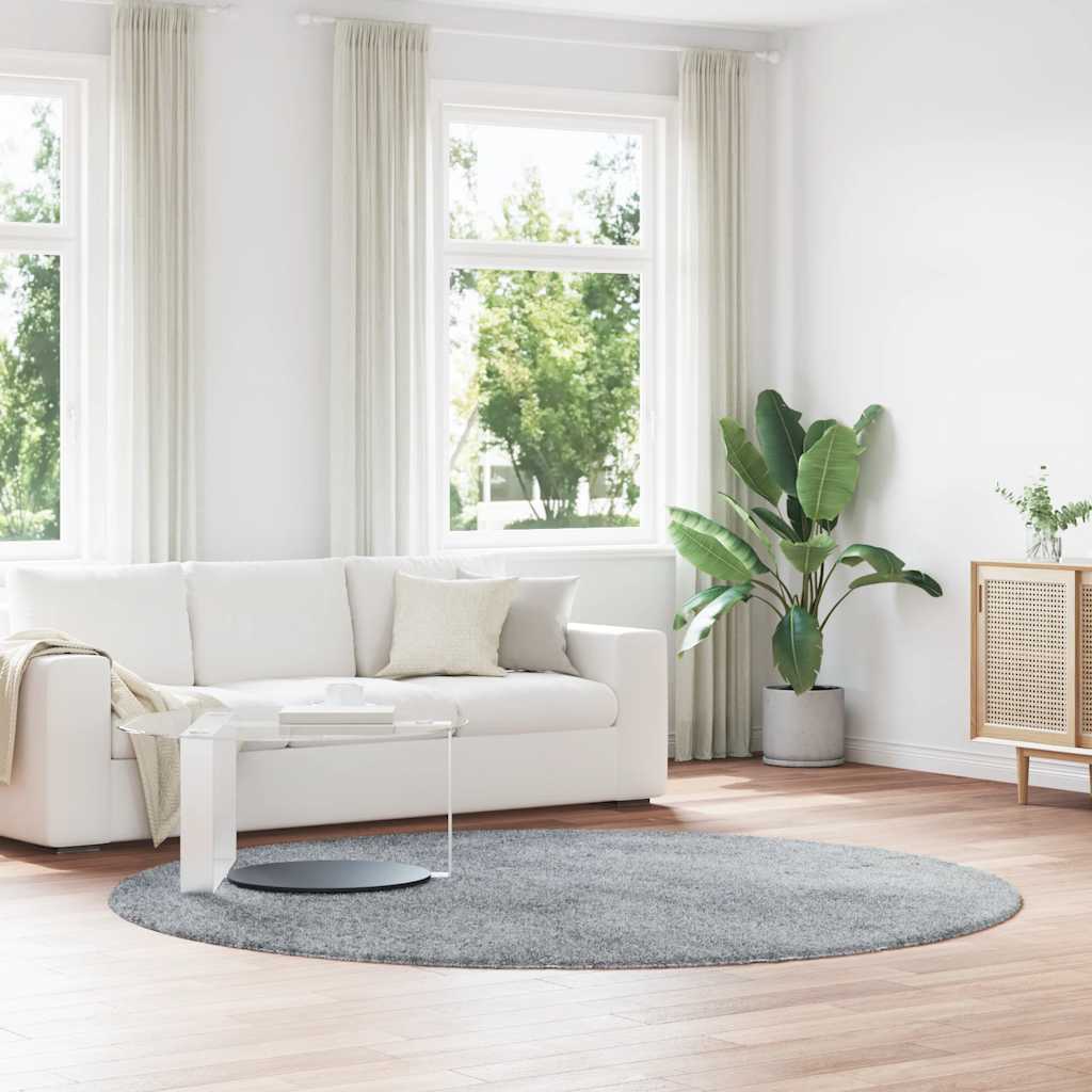 Hoogpolig vloerkleed NAVARRA 240x240 cm polyester zilvergrijs