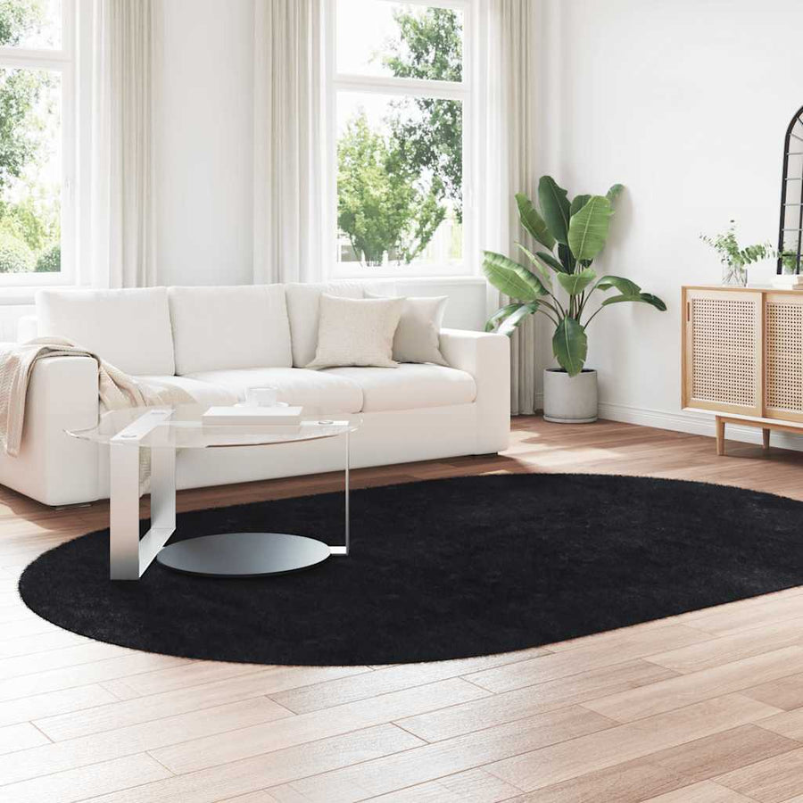 Hoogpolig vloerkleed NAVARRA 300x200 cm polyester zwart
