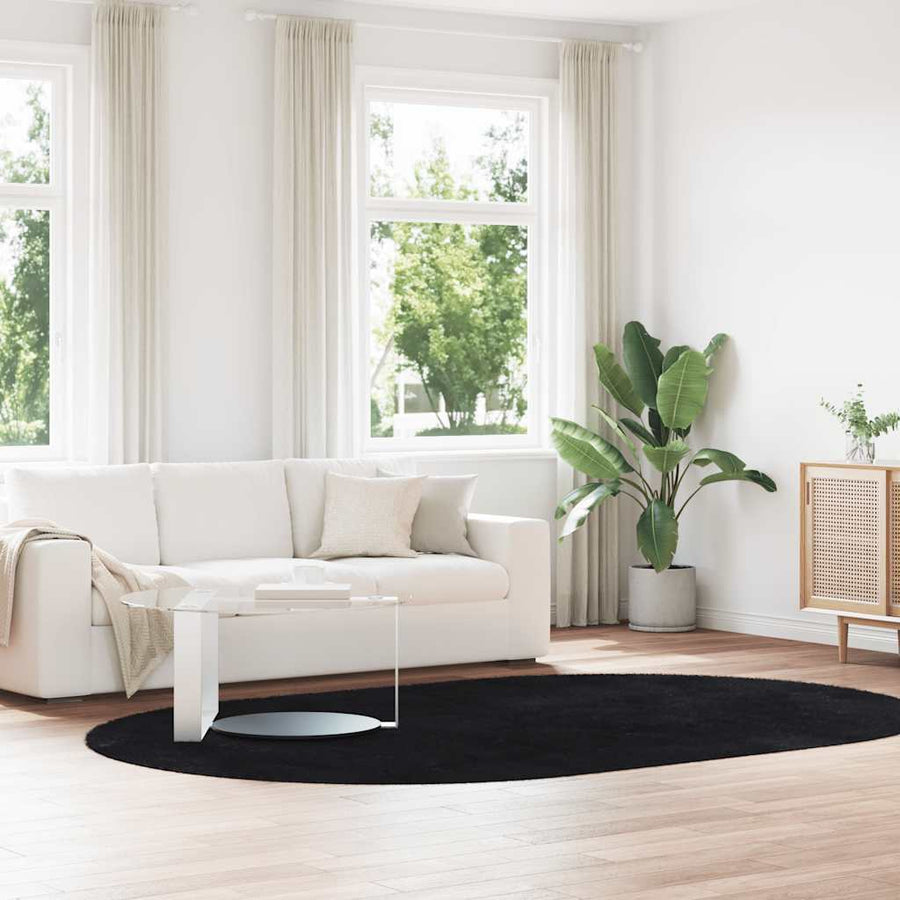 Hoogpolig vloerkleed NAVARRA 300x200 cm polyester zwart