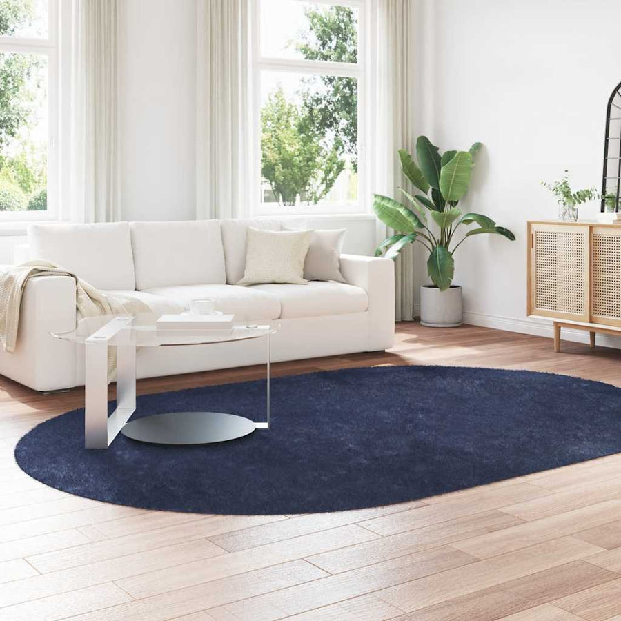 Hoogpolig vloerkleed NAVARRA 300x200 cm polyester marineblauw