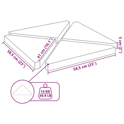 Parasolvoetplaten 4 St Driehoekig 14 Kg Graniet Zwart