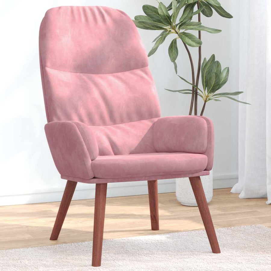Relaxstoel fluweel roze