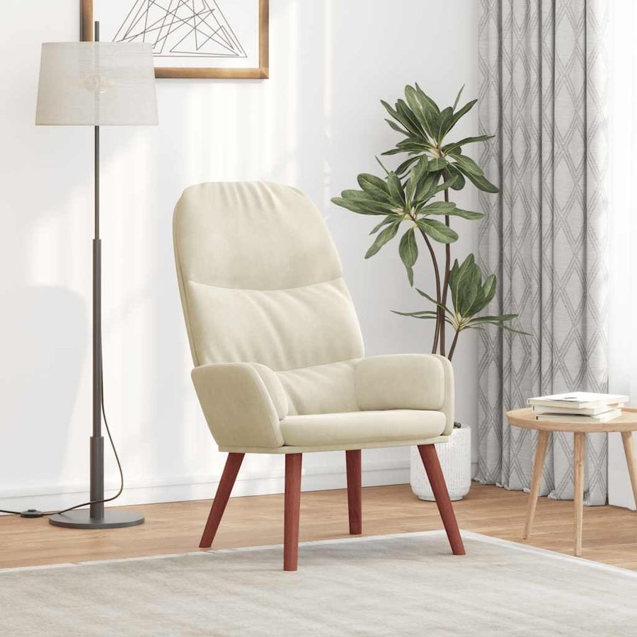 Relaxstoel Fluweel 1 Crèmewit