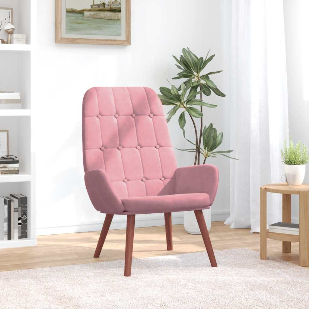 Relaxstoel fluweel roze