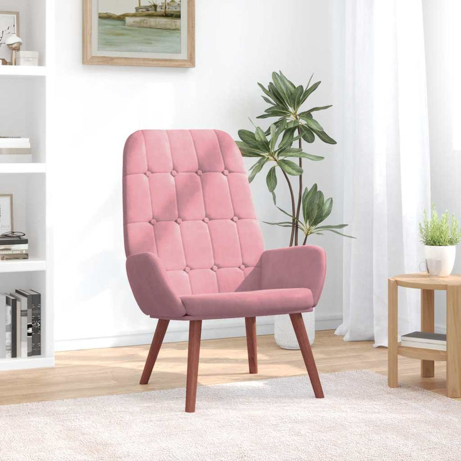 Relaxstoel fluweel roze