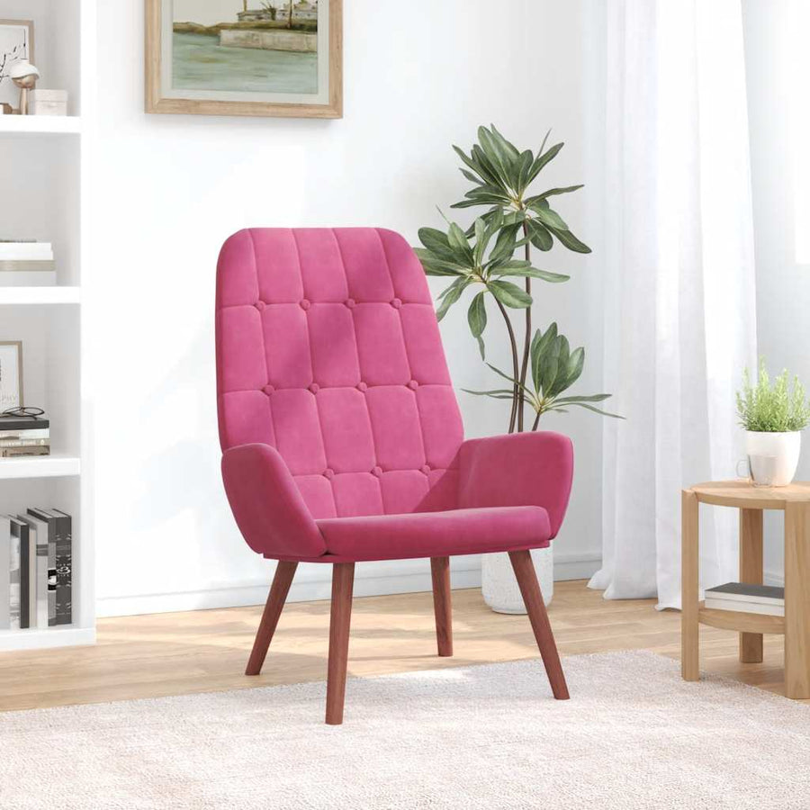 Relaxstoel fluweel wijnrood
