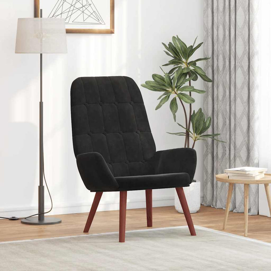 Relaxstoel Fluweel 1 Zwart