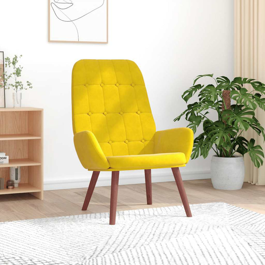 Relaxstoel fluweel geel