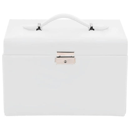Sieradendoosje 3laags met spiegel afsluitbaar 26x18x17,5 cm wit