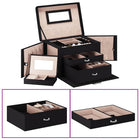 Jewelry Box 3-tier mirror lockable 26x18x17.5 cm black