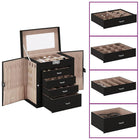 5-Layer Jewelry Box with Mirror, Lockable, Black
