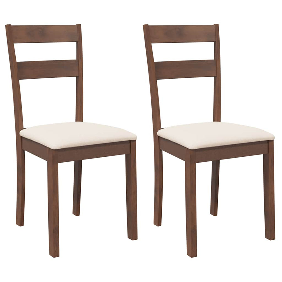Eetkamerstoelen met kussens 2 st massief hout rubber bruin