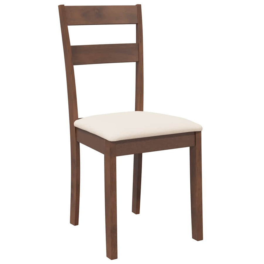 Eetkamerstoelen met kussens 2 st massief hout rubber bruin