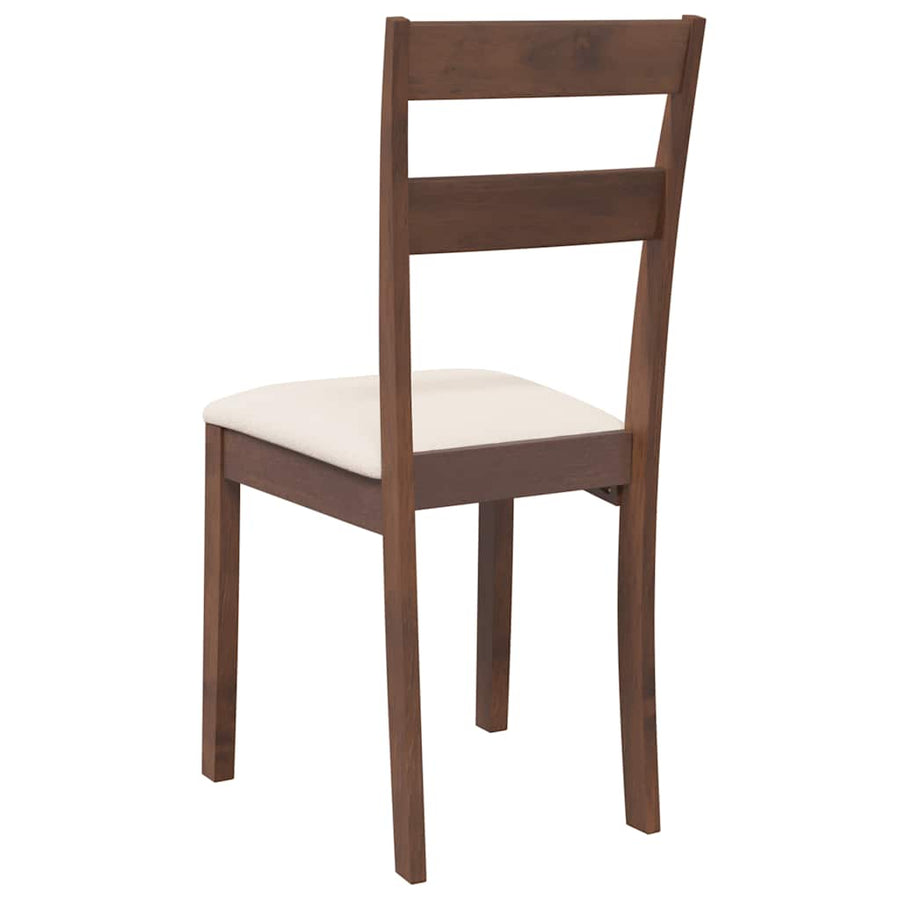 Eetkamerstoelen met kussens 2 st massief hout rubber bruin