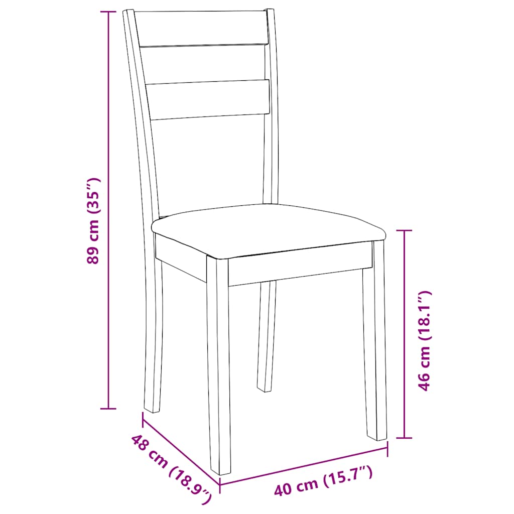 Eetkamerstoelen met kussens 2 st massief hout rubber bruin