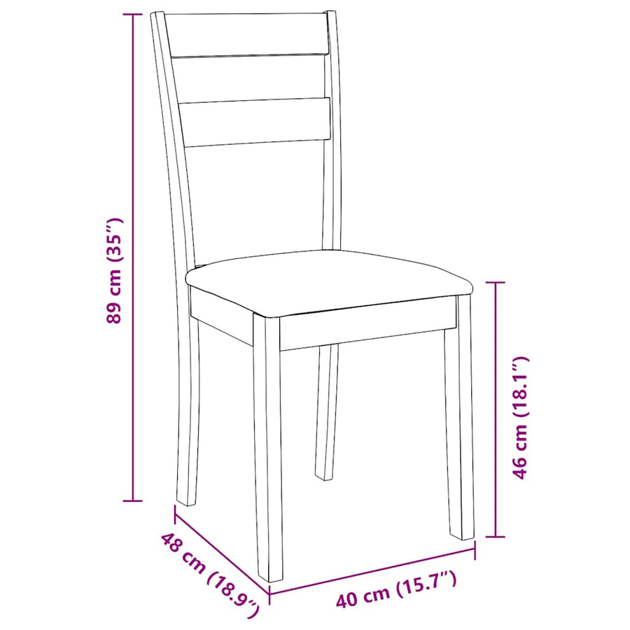 Eetkamerstoelen met kussens 2 st massief hout rubber bruin