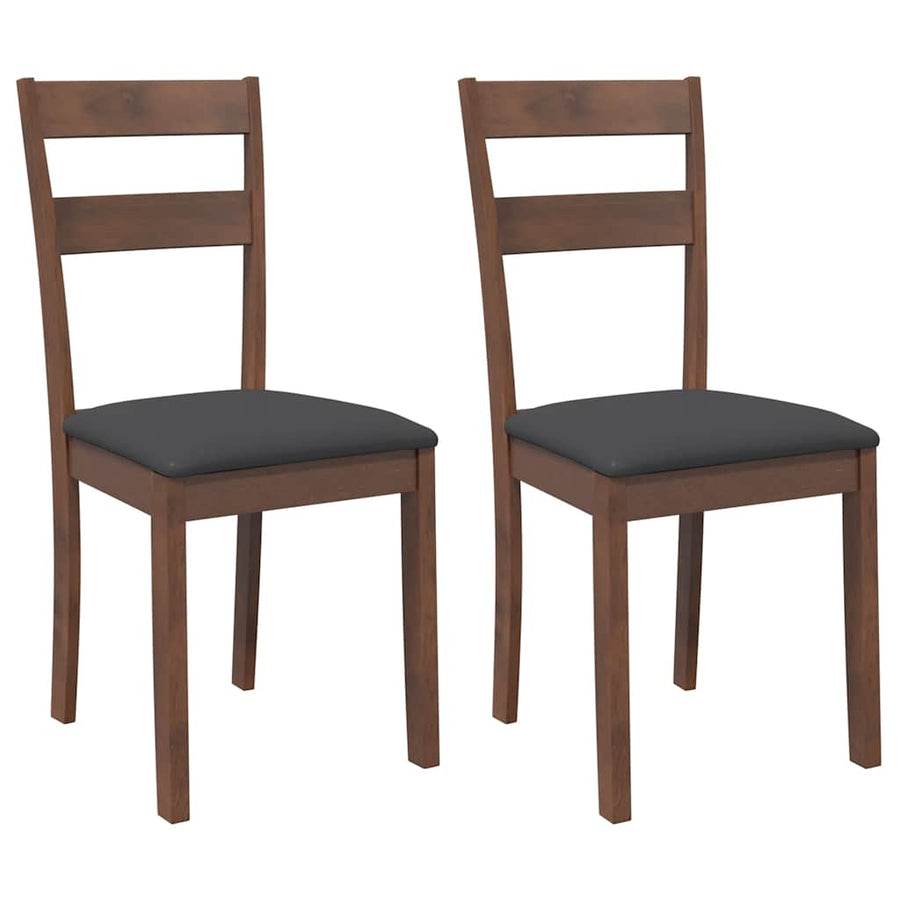 Eetkamerstoelen met kussens 2 st massief hout rubber bruin