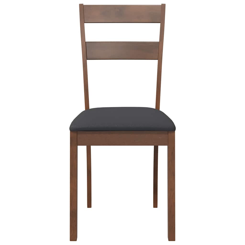 Eetkamerstoelen met kussens 2 st massief hout rubber bruin