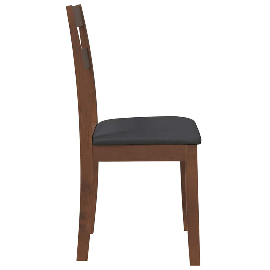 Eetkamerstoelen met kussens 2 st massief hout rubber bruin