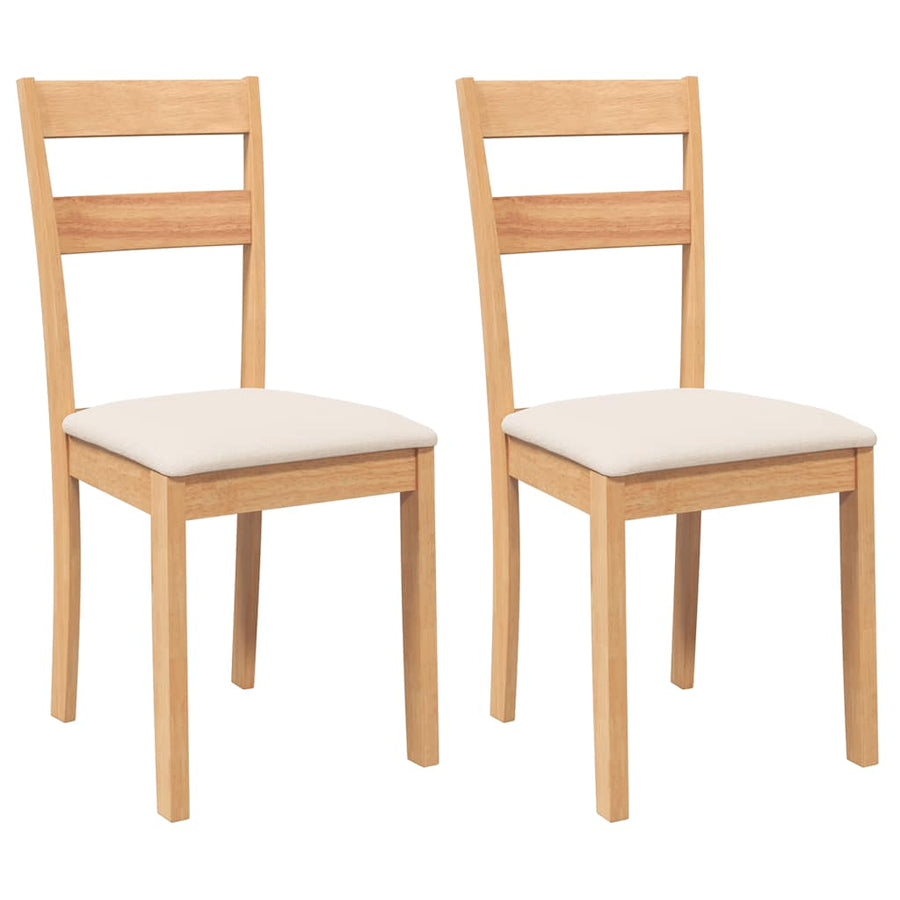 Eetkamerstoelen met kussens 2 st massief hout naturel rubber