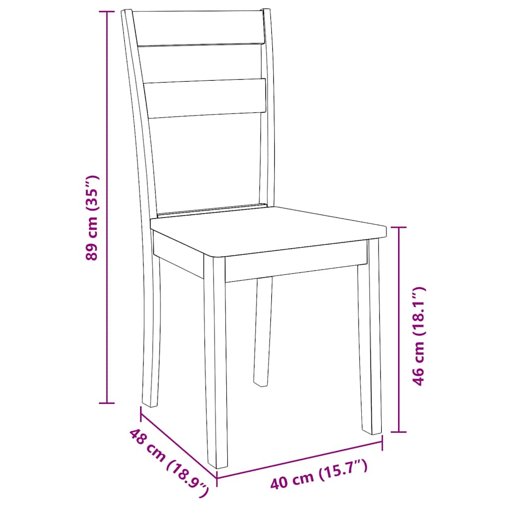 Eetkamerstoelen 2 st massief hout naturel rubber