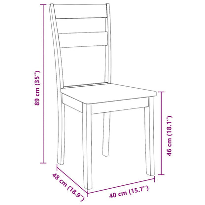 Eetkamerstoelen 2 st massief hout naturel rubber