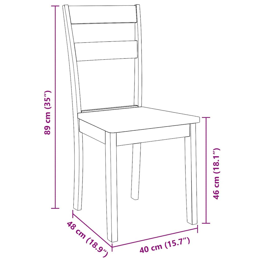 Eetkamerstoelen 2 st massief hout naturel rubber