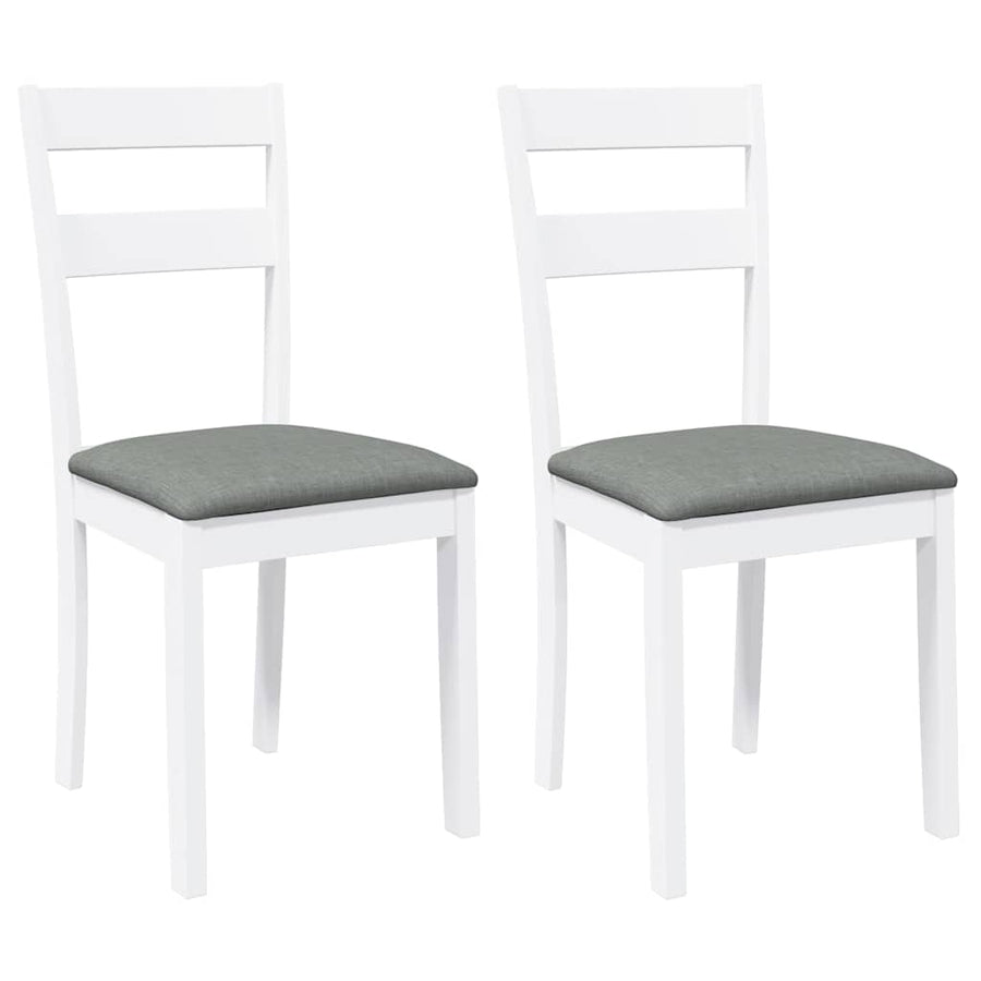 Eetkamerstoelen met kussens 2 st massief hout rubber wit