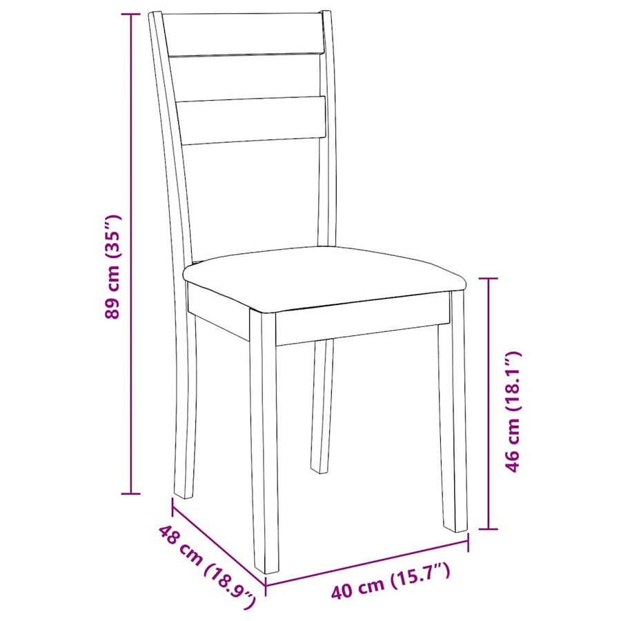 Eetkamerstoelen met kussens 2 st massief hout rubber wit