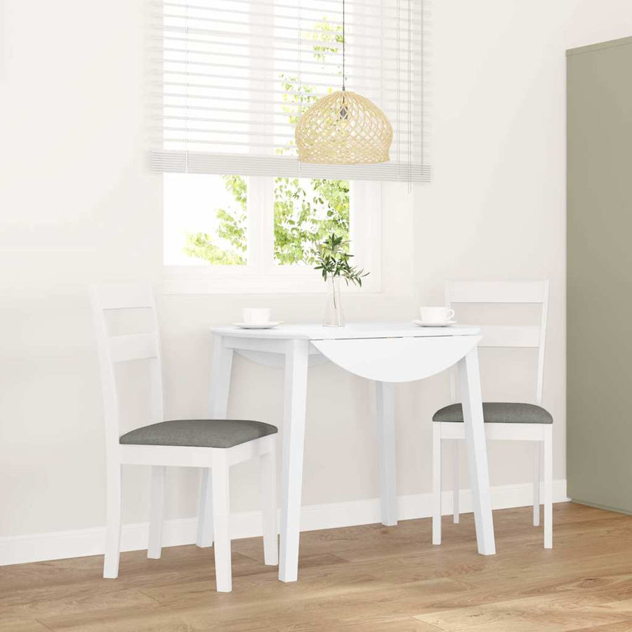 Eetkamerstoelen met kussens 2 st massief hout rubber wit