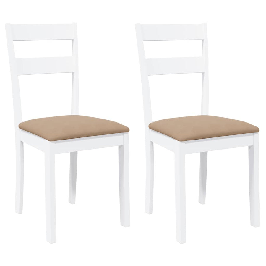 Eetkamerstoelen met kussens 2 st massief hout rubber wit