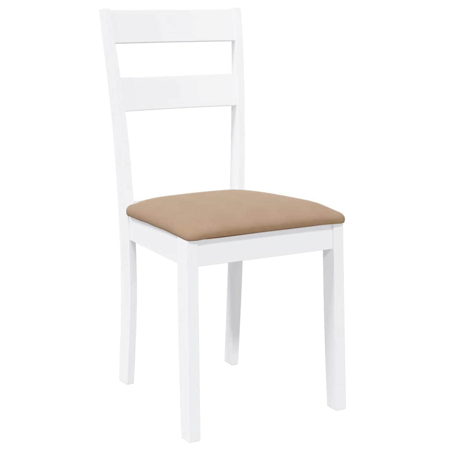 Eetkamerstoelen met kussens 2 st massief hout rubber wit