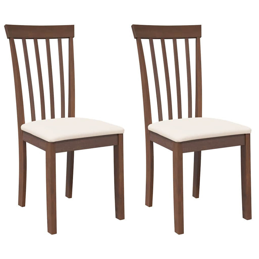 Eetkamerstoelen Met Kussens Massief Hout Rubber Bruin en crème